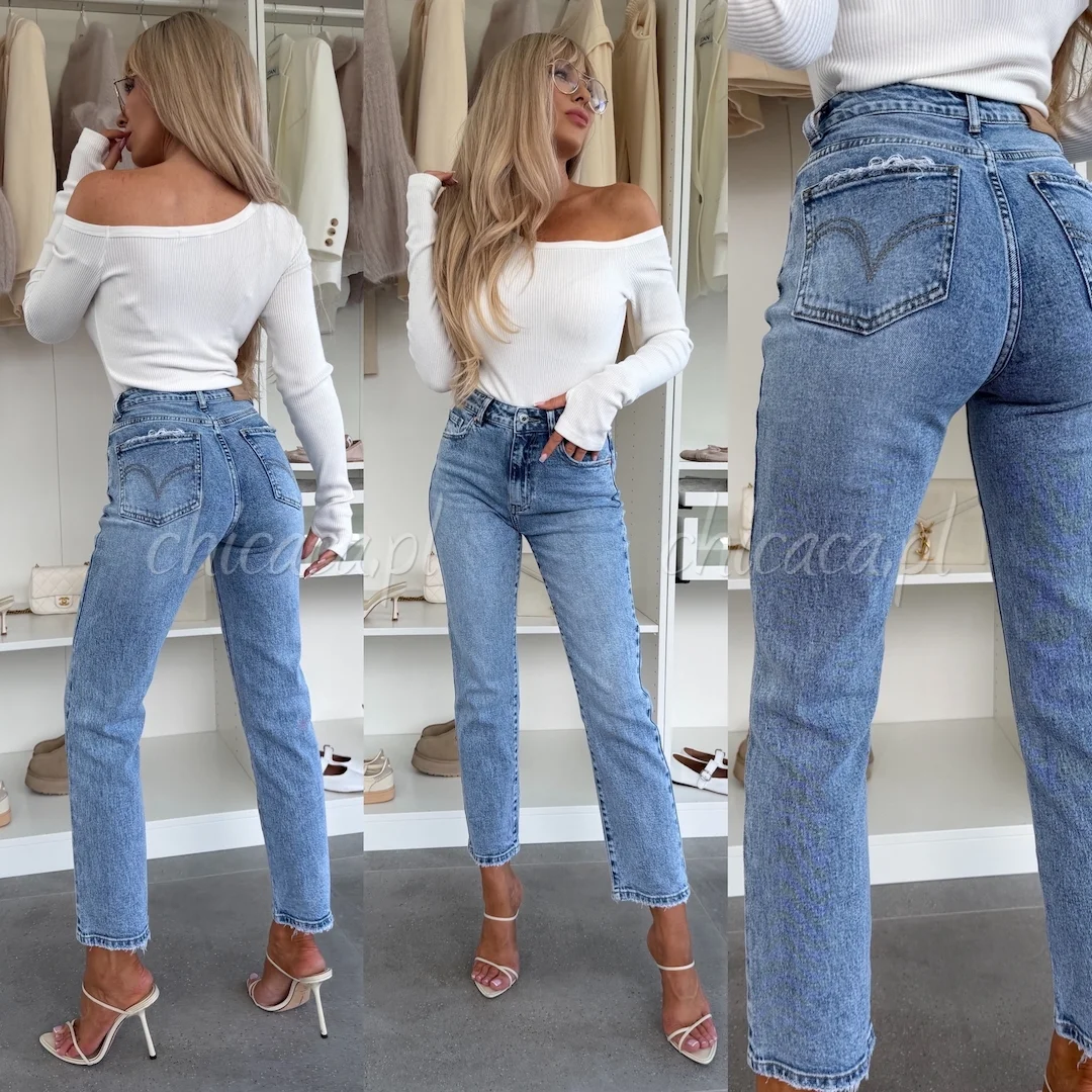 SPODNIE JEANSOWE Z BAWEŁNĄ MOM FIT MOMENT