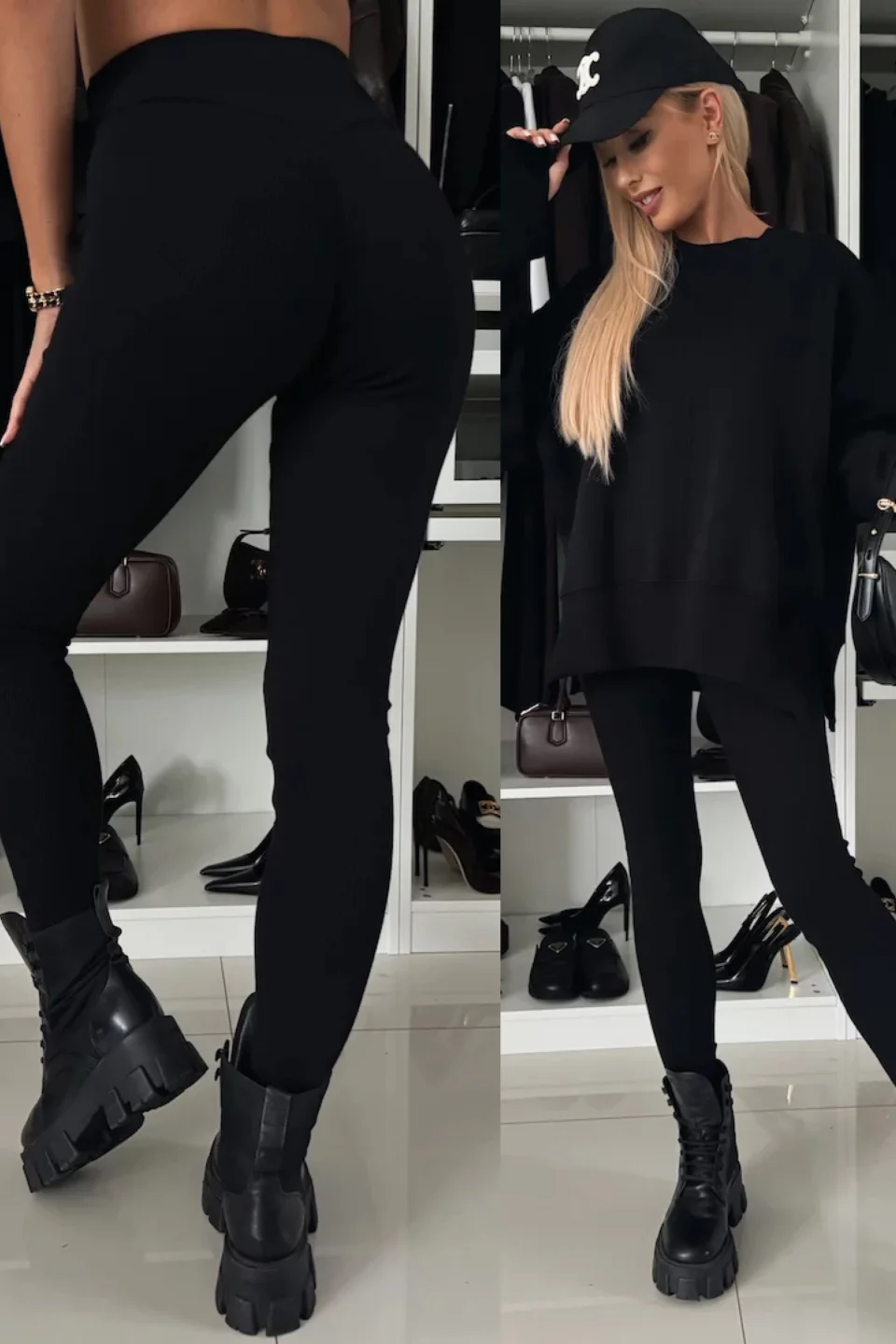 LEGGINSY Z BAWEŁNĄ PROVE ME CZARNE