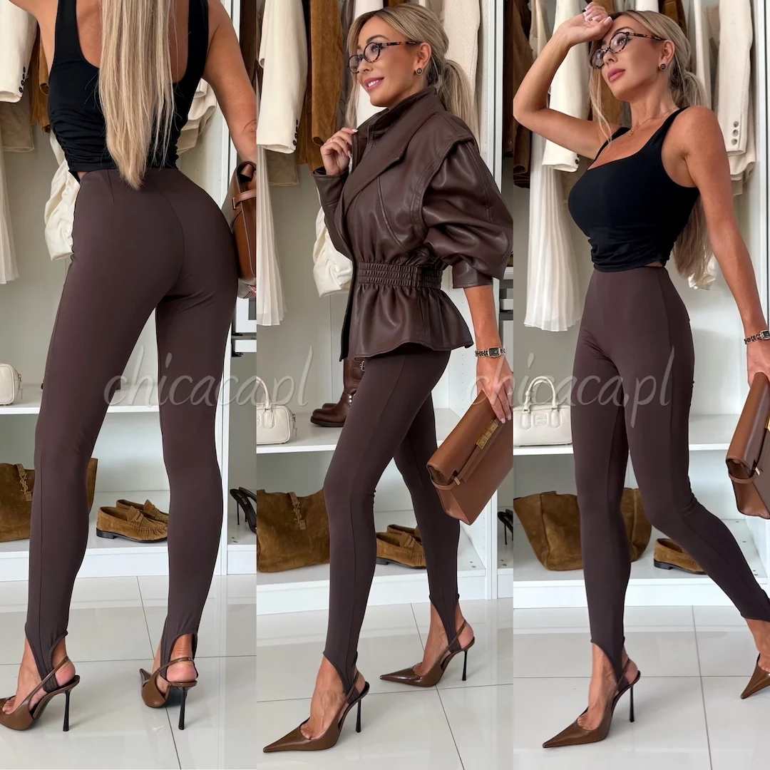 LEGGINSY Z BAWEŁNĄ YOKO CZEKOLADOWE