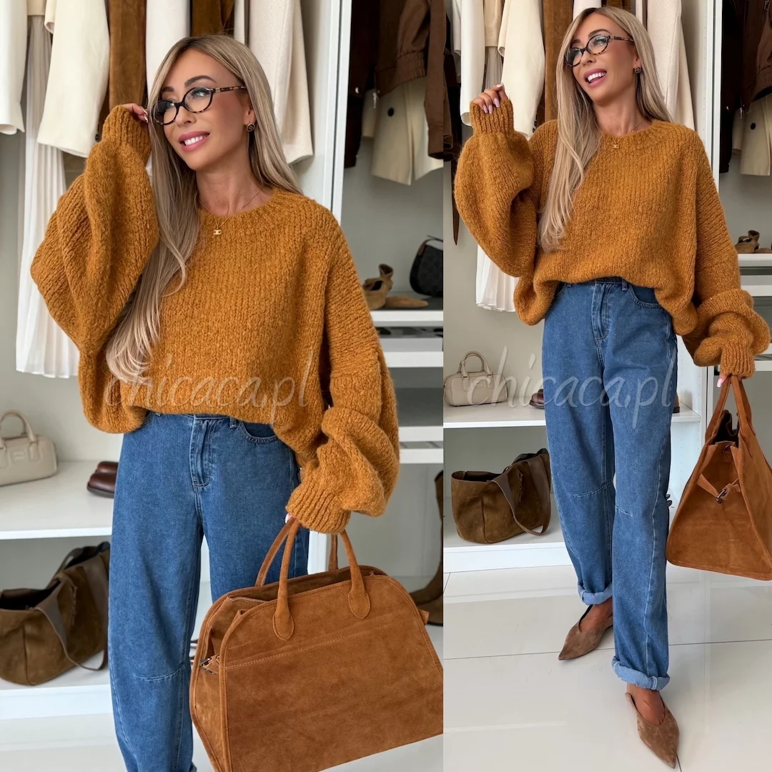 SWETER Z WEŁNĄ LIFE ENERGY MUSZTARDOWY